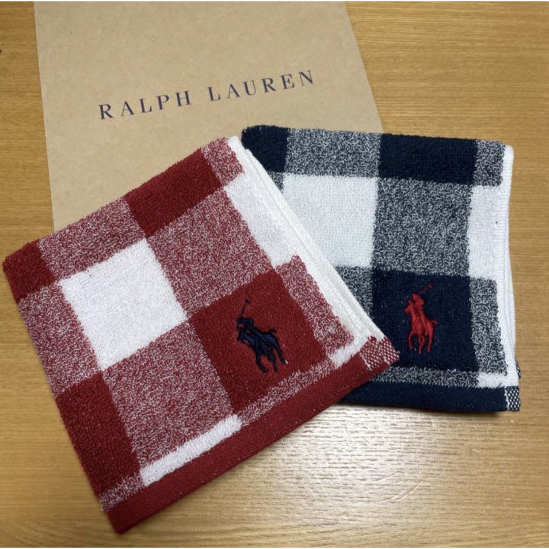 Ralph Lauren(ラルフローレン)の新品未使用　ラルフローレン　ハンドタオル　2枚　チェック レディースのファッション小物(ハンカチ)の商品写真