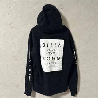 billabong - ビラボン　バックプリント　フードパーカー　M 黒　スウェット