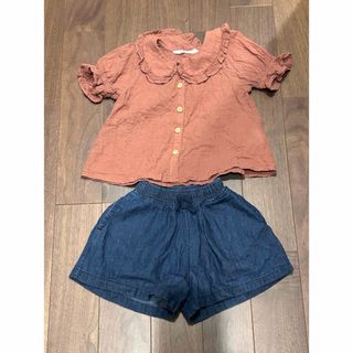 H&M バースデイ ショートパンツ 女の子 キュロットパンツ デニム 上下セット