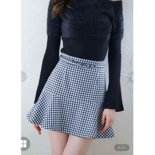 riu Gingham check short skirt (ひざ丈スカート)