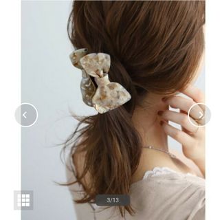 新品　Anemone　マーブルリボンバンス　アイボリー　アネモネ　ヘアアクセ