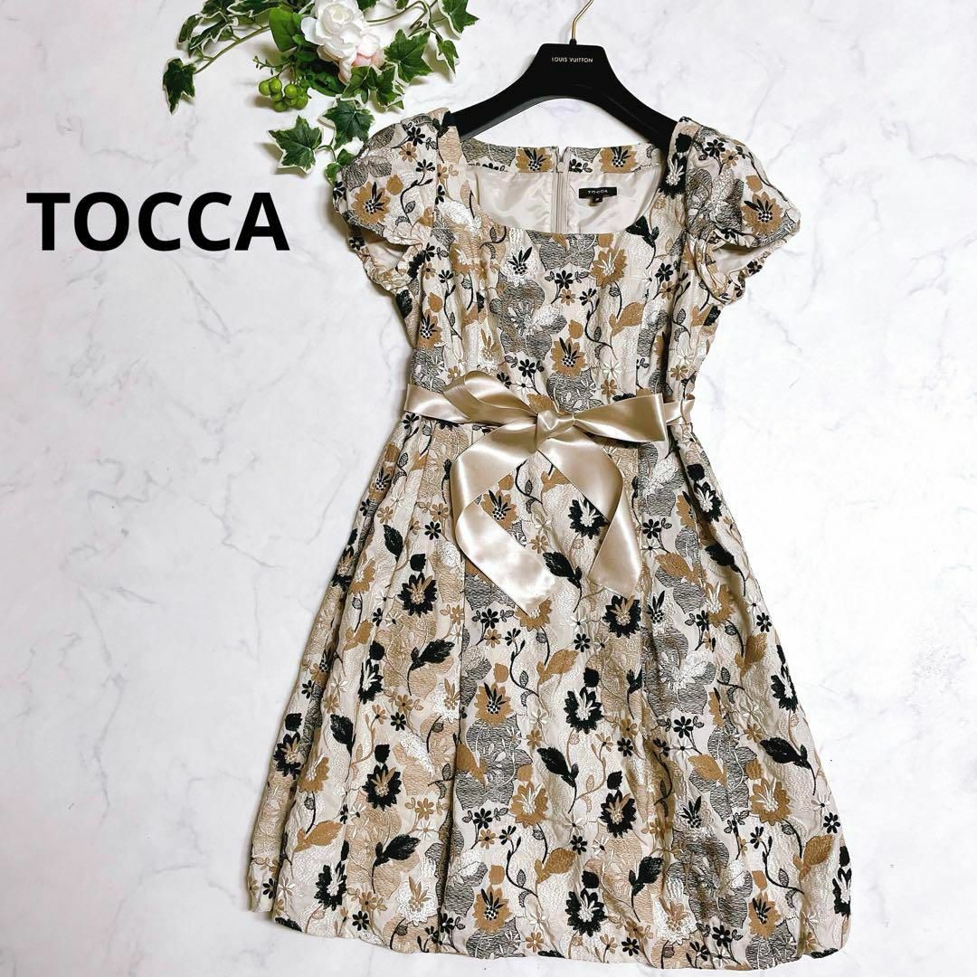 TOCCA(トッカ)の美品꧁TOCCA ꧂豪華花刺繍　ワンピース　バルーン　サイズ2 日本製　Aライン レディースのワンピース(ひざ丈ワンピース)の商品写真