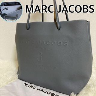 マークジェイコブス(MARC JACOBS)の美品 マークジェイコブス トートバッグ A4収納 デカ ロゴ レザー ブルー(トートバッグ)