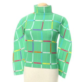 【中古】ミー イッセイミヤケ me ISSEY MIYAKE 2024年春夏 プリーツ カットソー ブラウス グリーン【サイズ表記なし(M位)】【レディース】(シャツ/ブラウス(長袖/七分))