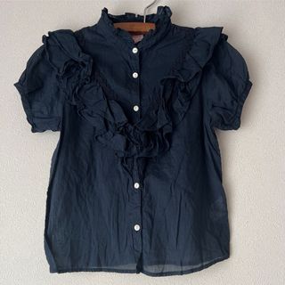 デニムダンガリー(DENIM DUNGAREE)の美品デニム＆ダンガリーフリルブラウス120(ブラウス)