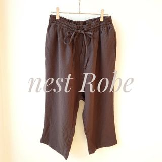 ネストローブ(nest Robe)の◆ネストローブ◆　ウールリネンツイルサルエルパンツ　ダークブラウン　こげ茶(サルエルパンツ)