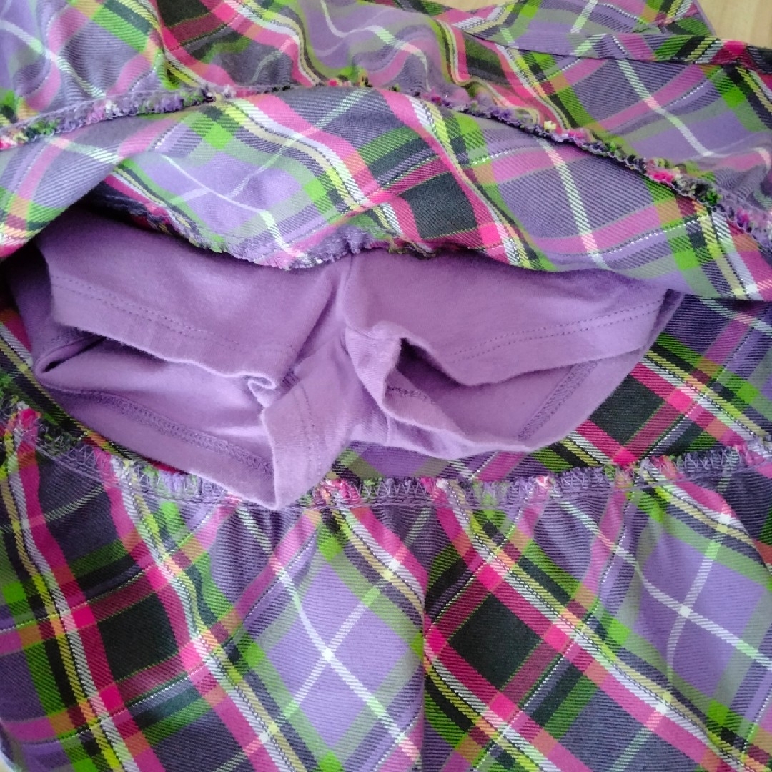 紫チェックのキュロットスカート6t キッズ/ベビー/マタニティのキッズ服女の子用(90cm~)(スカート)の商品写真