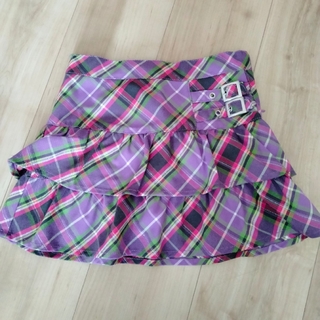 紫チェックのキュロットスカート6t(スカート)