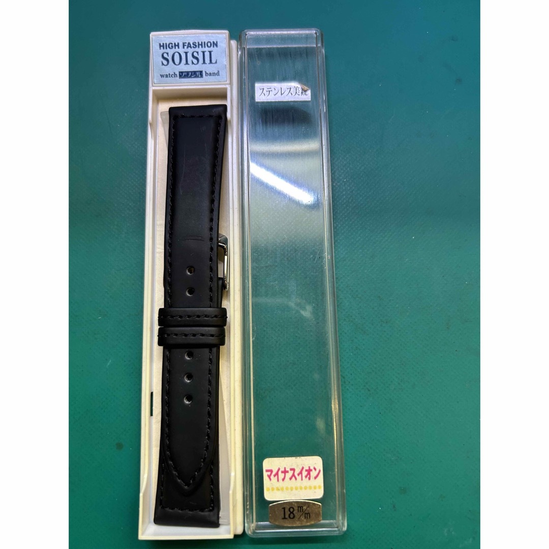 腕時計レザーストラップ　18㎜幅　黒 メンズの時計(レザーベルト)の商品写真
