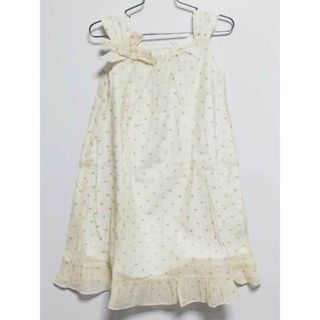 ‡ベベ/BeBe‡120cm ノースリーブワンピース/ジャンパースカート アイボリー×ゴールド【中古】子供服 キッズ kids 女の子 夏 726032 onepi(ワンピース)