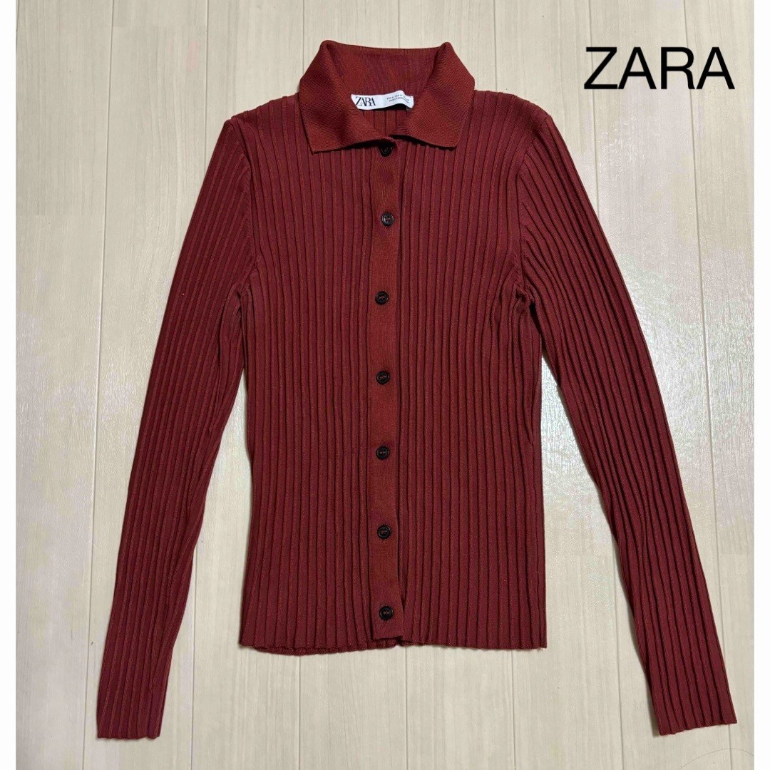 ZARA(ザラ)の◆美品◆ ZARA カーディガン　赤　レッド　Mサイズ レディースのトップス(カーディガン)の商品写真