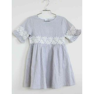 【値下げ!】†ベベ/BeBe† 120cm 半袖ワンピース 白×グレー【中古】子供服 キッズ kids 女の子 夏 326032 onepi(ワンピース)