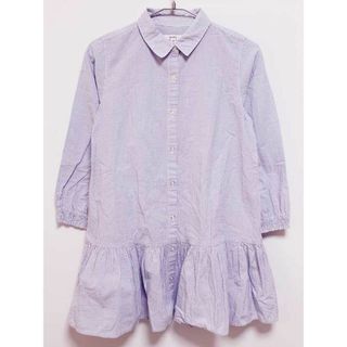 ‡シップス/SHIPS kids‡130cm 長袖シャツワンピース ブルー×白【中古】子供服 キッズ kids 女の子 春 onepi 103042