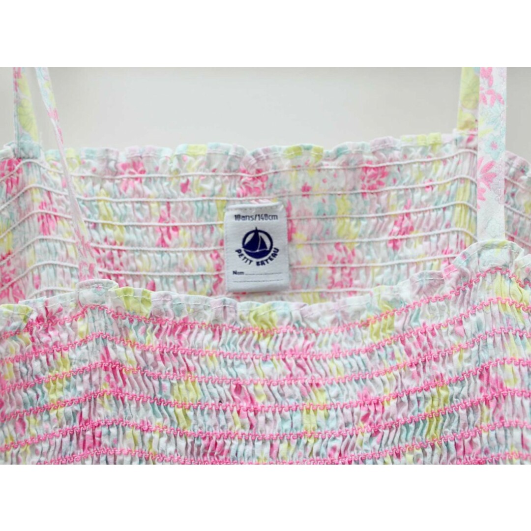 PETIT BATEAU(プチバトー)の＜プチバトー/PETIT BATEAU＞140cm ノースリーブワンピース 白×ピンク系 花柄【中古】子供服 キッズ kids ジュニア 女の子 夏 316022 onepi キッズ/ベビー/マタニティのキッズ服女の子用(90cm~)(ワンピース)の商品写真