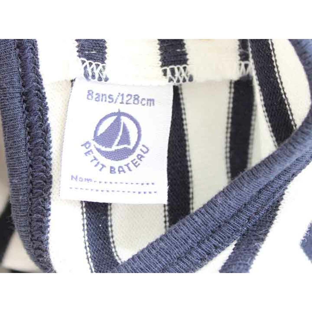 PETIT BATEAU(プチバトー)の†プチバトー/PETIT BATEAU† 128cm(8ans) 長袖ワンピース 白×紺【中古】子供服 キッズ kids 女の子 春秋 013032 onepi キッズ/ベビー/マタニティのキッズ服女の子用(90cm~)(ワンピース)の商品写真