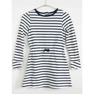 プチバトー(PETIT BATEAU)の†プチバトー/PETIT BATEAU† 128cm(8ans) 長袖ワンピース 白×紺【中古】子供服 キッズ kids 女の子 春秋 013032 onepi(ワンピース)