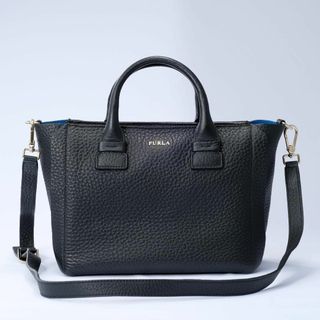 フルラ(Furla)の【希少・美品】フルラ　カプリッチョ　2way　ショルダー　ブラック　ブルー(ショルダーバッグ)