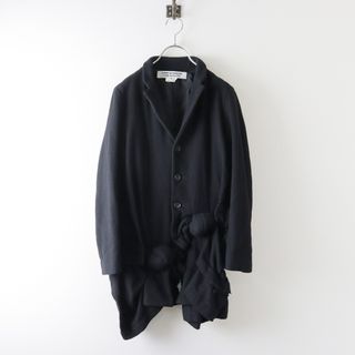 コムデギャルソン(COMME des GARCONS)のAD2013 コムコム コムデギャルソン COMME des GARCONS 裁ち切り裾変形フリルリボンジャケット M/ブラック ウール 再構築【2400013755962】(その他)