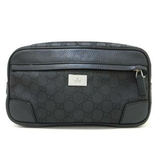 グッチ(Gucci)のGUCCI(グッチ) ウエストポーチ GG柄 336672 黒 ナイロン×レザー(ボディバッグ/ウエストポーチ)