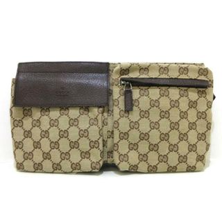 グッチ(Gucci)のGUCCI(グッチ) ウエストポーチ美品  GG柄 28566 ベージュ×ダークブラウン ジャガード×レザー(ボディバッグ/ウエストポーチ)