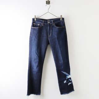 ポロラルフローレン(POLO RALPH LAUREN)のポロラルフローレン POLO RALPH LAUREN CHRYSTIE KICK FLARE CROP デニムパンツ 26/ネイビー 刺繍 クロップド【2400013755993】(デニム/ジーンズ)