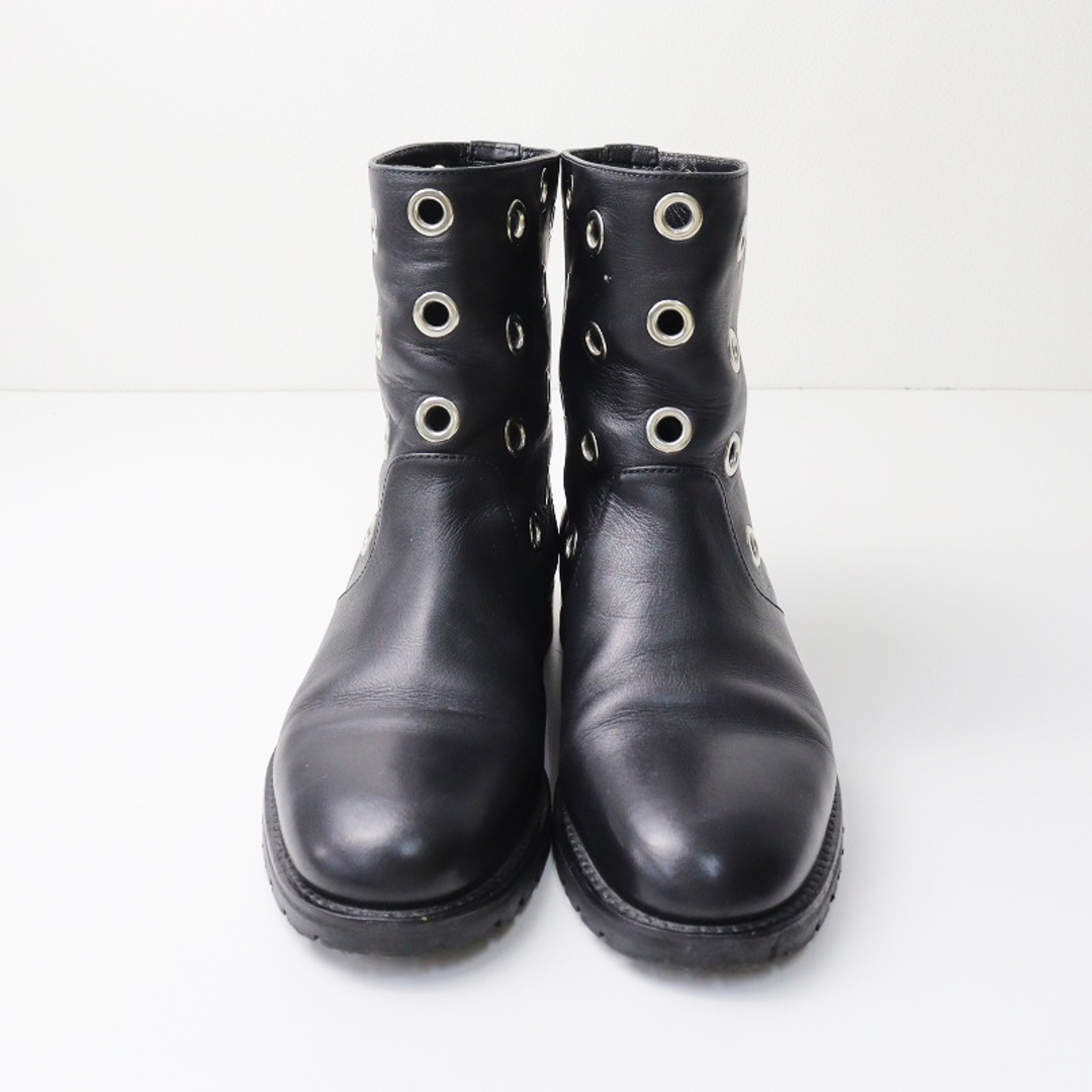 MANOLO BLAHNIK(マノロブラニク)のマノロブラニク MANOLO BLAHNIK Silvaia Leather Ankle Boots アイレットアンクルブーツ 38/ブラック【2400013752794】 レディースの靴/シューズ(ブーツ)の商品写真