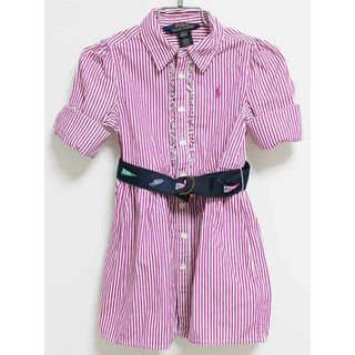 ラルフローレン(Ralph Lauren)の‡ラルフローレン/Ralph Lauren‡100cm 長袖シャツワンピース 白×ピンク【中古】子供服 キッズ kids 女の子 春秋 404032 onepi(ワンピース)