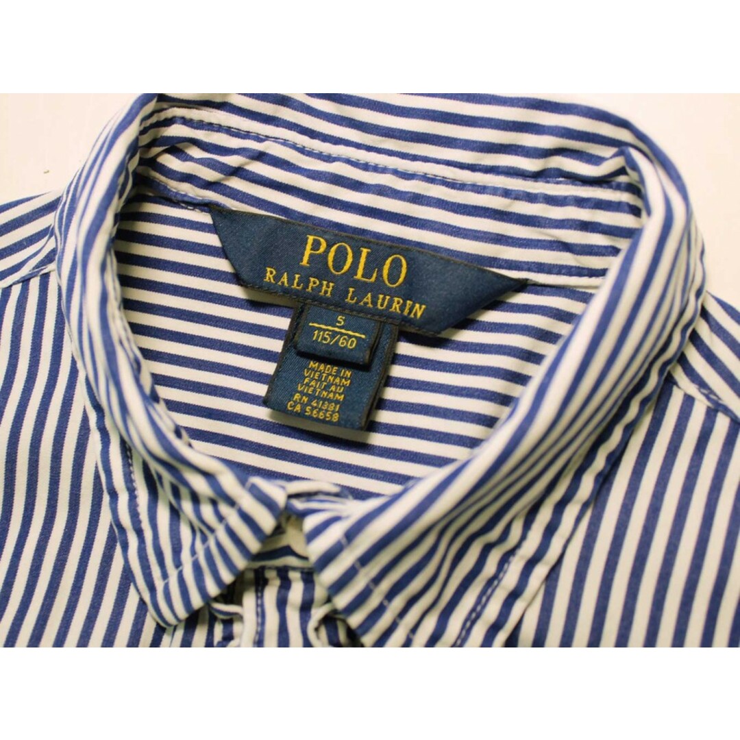 Ralph Lauren(ラルフローレン)の[ラルフローレン/Ralph Lauren]115cm ベルト付長袖シャツワンピース 紺×白 袖2way【中古】子供服 キッズ kids 女の子 春秋 219032 onepi キッズ/ベビー/マタニティのキッズ服女の子用(90cm~)(ワンピース)の商品写真