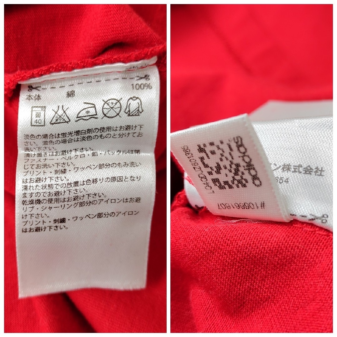 adidas(アディダス)のadidas☆刺繍ロゴ付プリントTシャツ　M　レッド　パフォーマンスロゴ　綿 メンズのトップス(Tシャツ/カットソー(半袖/袖なし))の商品写真
