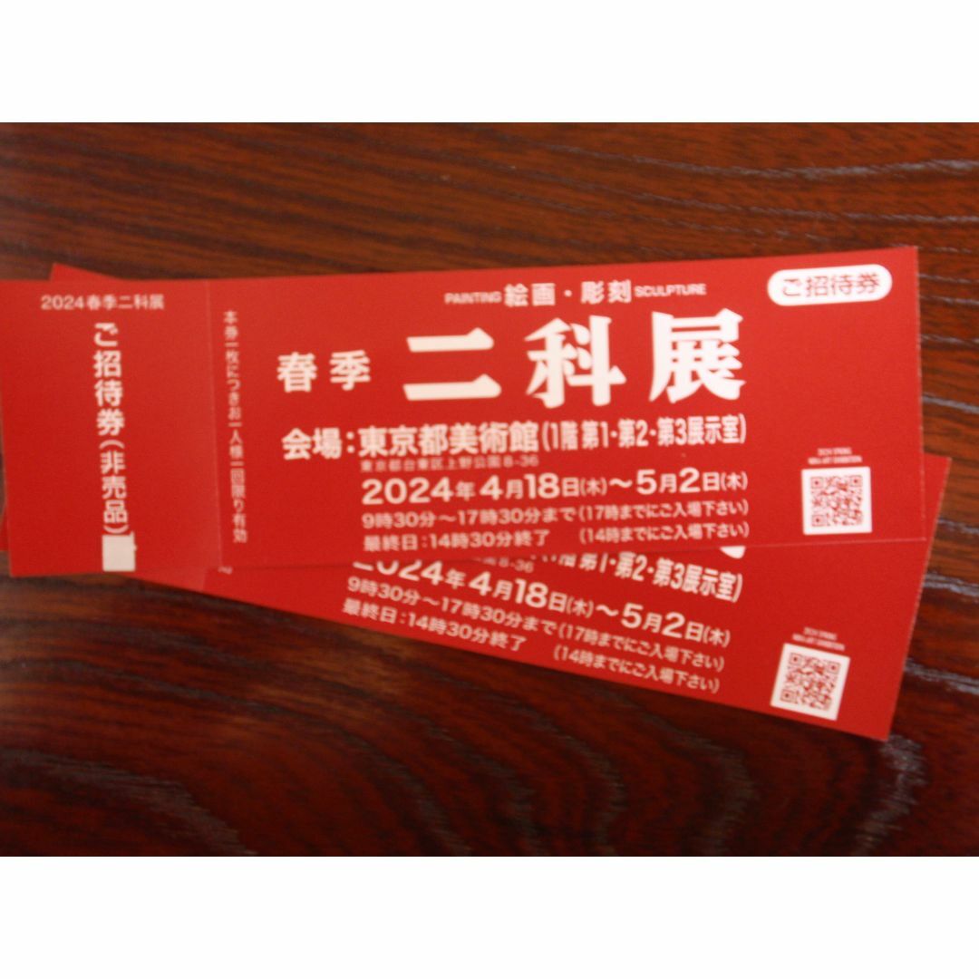 東京都美術館「2024春季 二科展」チケット2枚① - 美術館・博物館