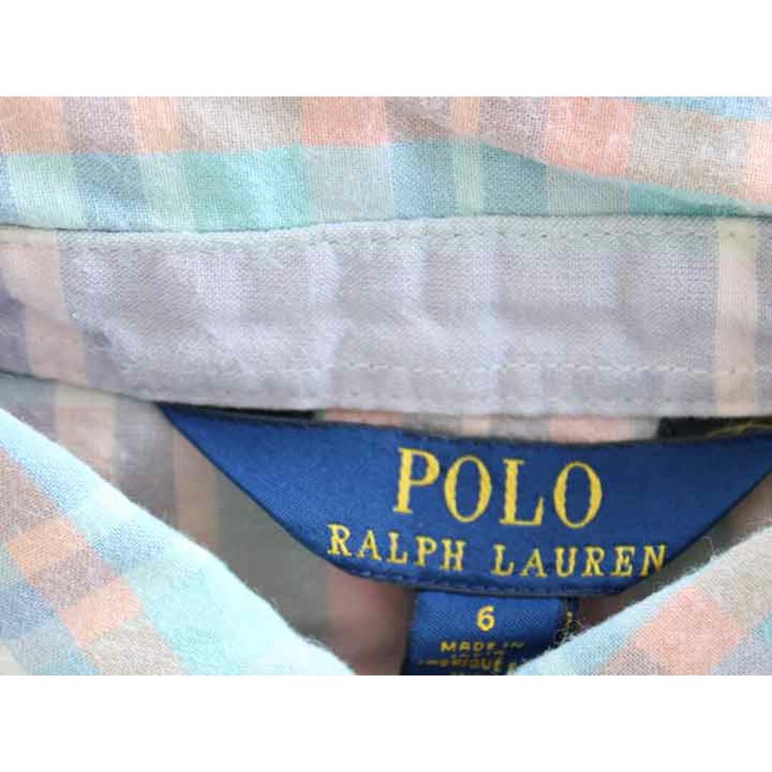 Ralph Lauren(ラルフローレン)の†ラルフローレン/Ralph Lauren† 120cm(6) ノースリーブシャツワンピース ピンク×ブルー系【中古】子供服 キッズ kids 女の子 夏 616032 onepi キッズ/ベビー/マタニティのキッズ服女の子用(90cm~)(ワンピース)の商品写真