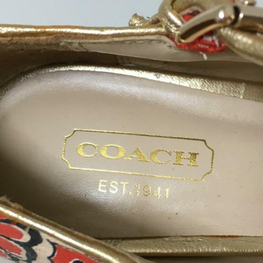 COACH(コーチ)のCOACH(コーチ) パンプス 36.5 レディース - レッド×ベージュ×黒 花柄/オープントゥ コットン レディースの靴/シューズ(ハイヒール/パンプス)の商品写真