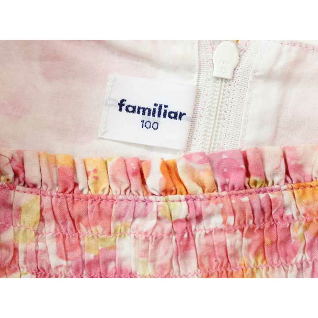 familiar(ファミリア)の☆ファミリア/familiar☆100cm ノースリーブワンピース/ジャンパースカート ピンク 【中古】子供服 キッズ kids 女の子 夏 035032 onepi キッズ/ベビー/マタニティのキッズ服女の子用(90cm~)(ワンピース)の商品写真