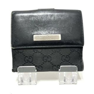 グッチ(Gucci)のGUCCI(グッチ) Wホック財布 GG柄,メタルバー 05504 黒 ジャガード×レザー(財布)