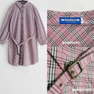 バーバリーブルーレーベル(BURBERRY BLUE LABEL)の【BURBERRY】ブルーレーベル チェック総柄 ウエストベルト ロングシャツ(シャツ/ブラウス(長袖/七分))