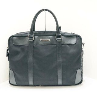 Burberry Black Label(バーバリーブラックレーベル) ビジネスバッグ - 黒×グレー×白 チェック柄/本体ロックなし ナイロン×レザー