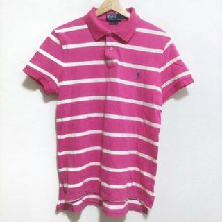 ポロラルフローレン(POLO RALPH LAUREN)のPOLObyRalphLauren(ポロラルフローレン) 半袖ポロシャツ サイズM メンズ美品  - ピンク×白 ボーダー(ポロシャツ)