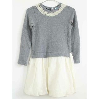 hakka kids - 【値下げ!】†ハッカ/HAKKA kids†130cm 長袖ワンピース グレー×クリーム色【中古】子供服 キッズ kids 女の子 春秋 713032 onepi