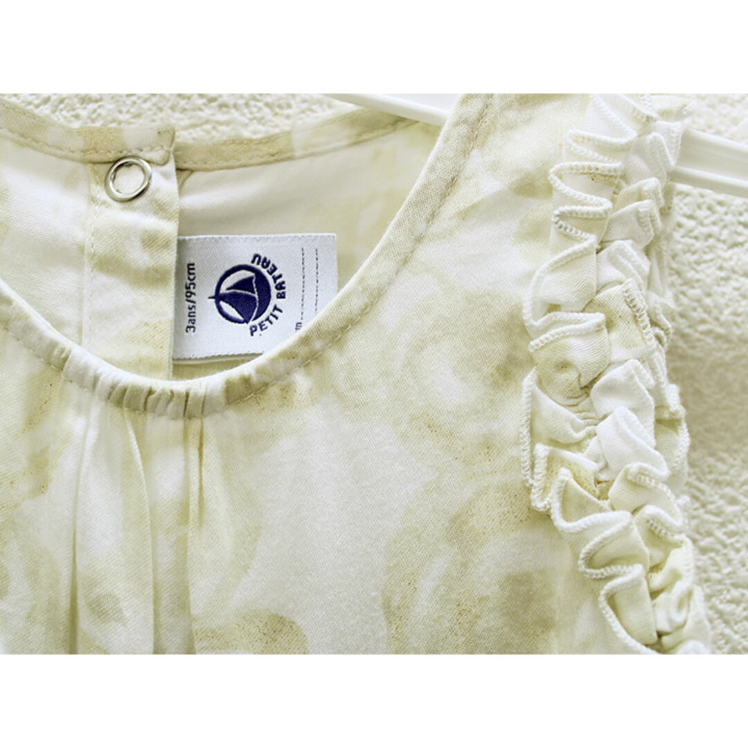 PETIT BATEAU(プチバトー)の▲プチバトー/PETIT BATEAU▲95cm(3ans) ノースリーブワンピース ベージュ×白 花柄【中古】子供服 キッズ kids 女の子 夏 307032 onepi キッズ/ベビー/マタニティのキッズ服女の子用(90cm~)(ワンピース)の商品写真