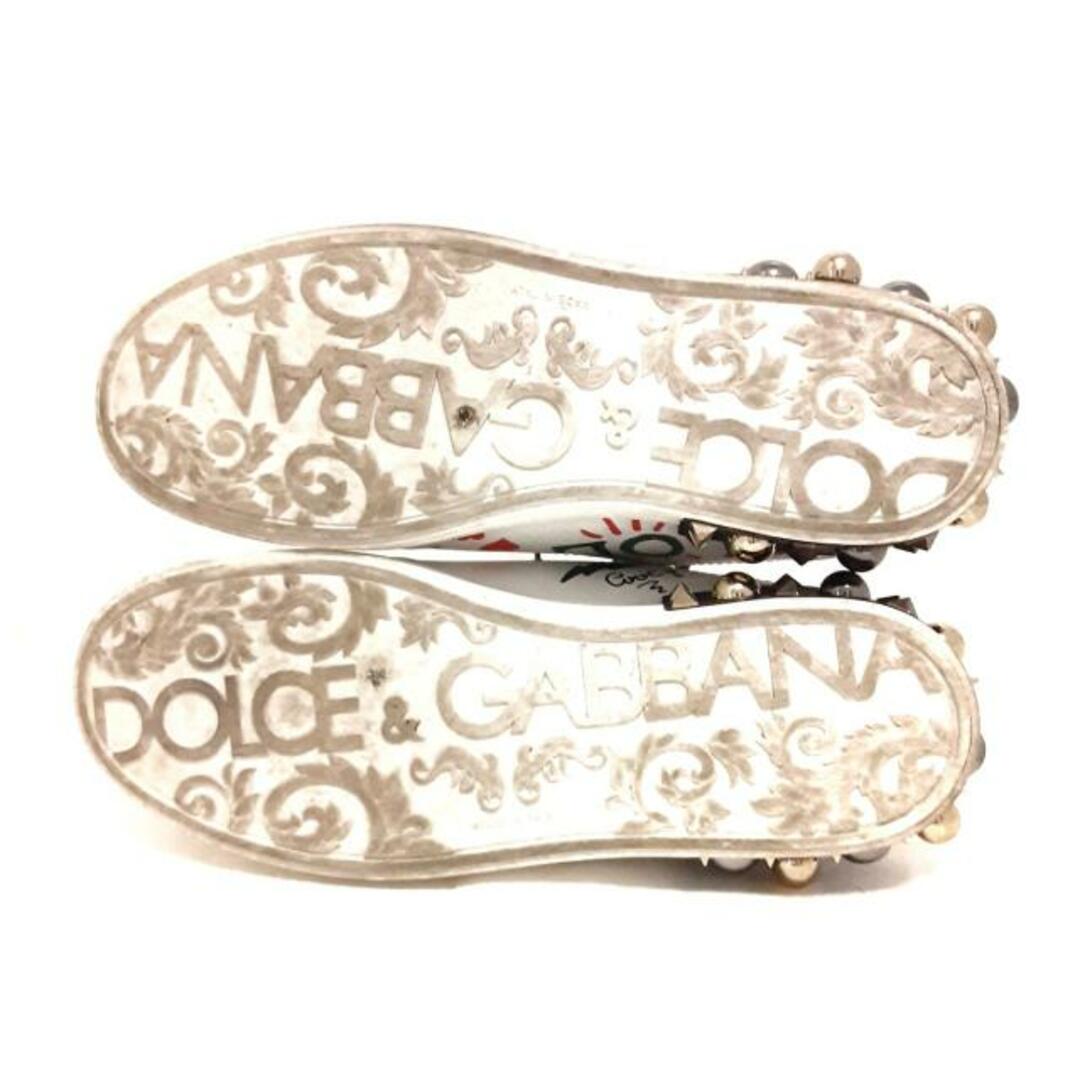 DOLCE&GABBANA(ドルチェアンドガッバーナ)のDOLCE&GABBANA(ドルチェアンドガッバーナ) スニーカー 41 レディース - 白×ボルドー×マルチ ハート/スタッズ/グリッター/インソール取外し可/プリントレザー スニーカー デコレーション レザー×ベロア レディースの靴/シューズ(スニーカー)の商品写真