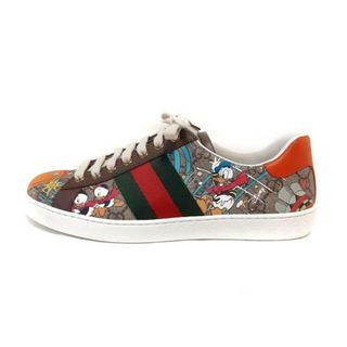 グッチ(Gucci)のGUCCI(グッチ) スニーカー 6 1/2 レディース美品  - 647950 ベージュ×ダークブラウン×マルチ ×ディズニー/ドナルドダック/GGプラス・GGスプリーム/シェリー(ウェブ)/インソール取外し可 PVC(塩化ビニール)×レザー(スニーカー)