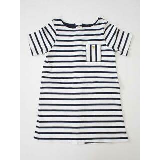 プチバトー(PETIT BATEAU)の●プチバトー/PETIT BATEAU●95cm 半袖ワンピース アイボリー×紺【中古】子供服 キッズ kids 女の子 夏 126022 onepi(ワンピース)