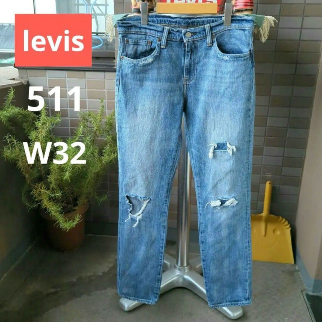 Levi's(リーバイス)のa1009 levis 511 リーバイス W32 ダメージ クラッシュ テイパ メンズのパンツ(デニム/ジーンズ)の商品写真