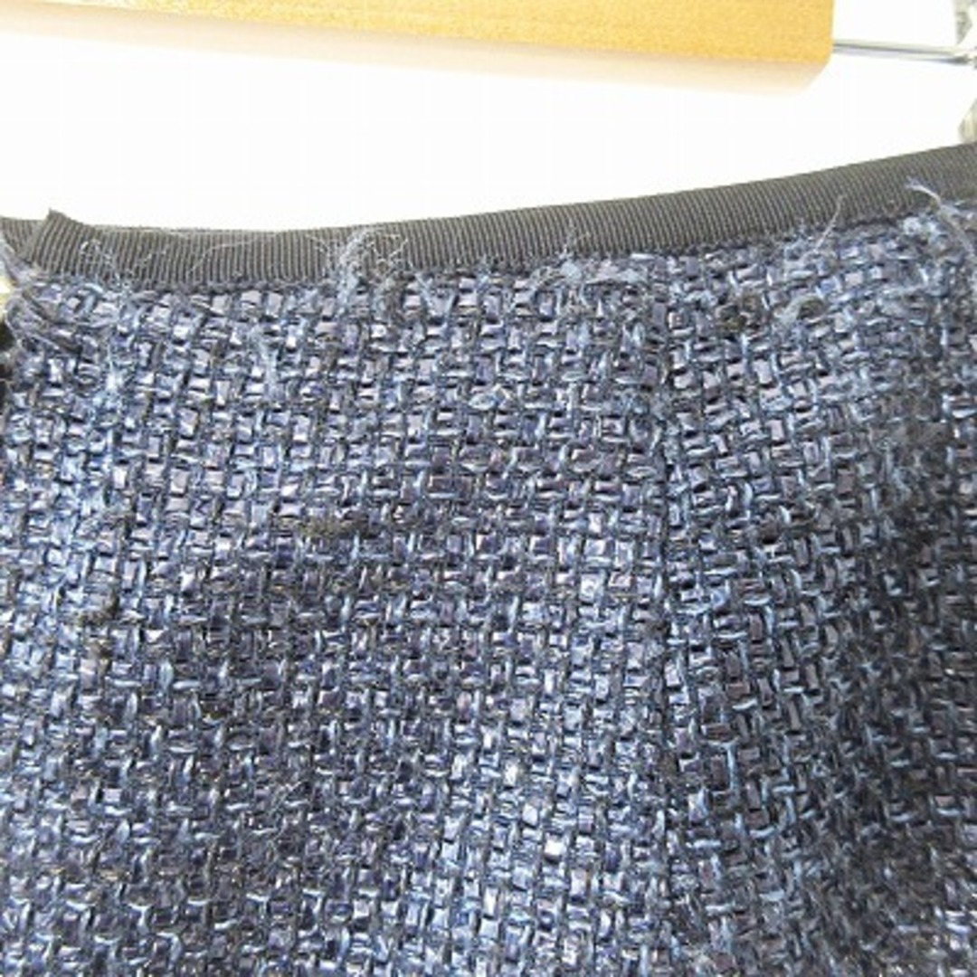 ADORE(アドーア)のアドーア ツイード スカート 膝丈 アシンメトリー フリンジ ネイビー 紺 36 レディースのスカート(ひざ丈スカート)の商品写真