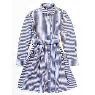 ラルフローレン(Ralph Lauren)の☆ラルフローレン/Ralph Lauren☆120cm 長袖シャツワンピース 紺×白 【中古】子供服 キッズ kids 女の子 春 412032 onepi(ワンピース)