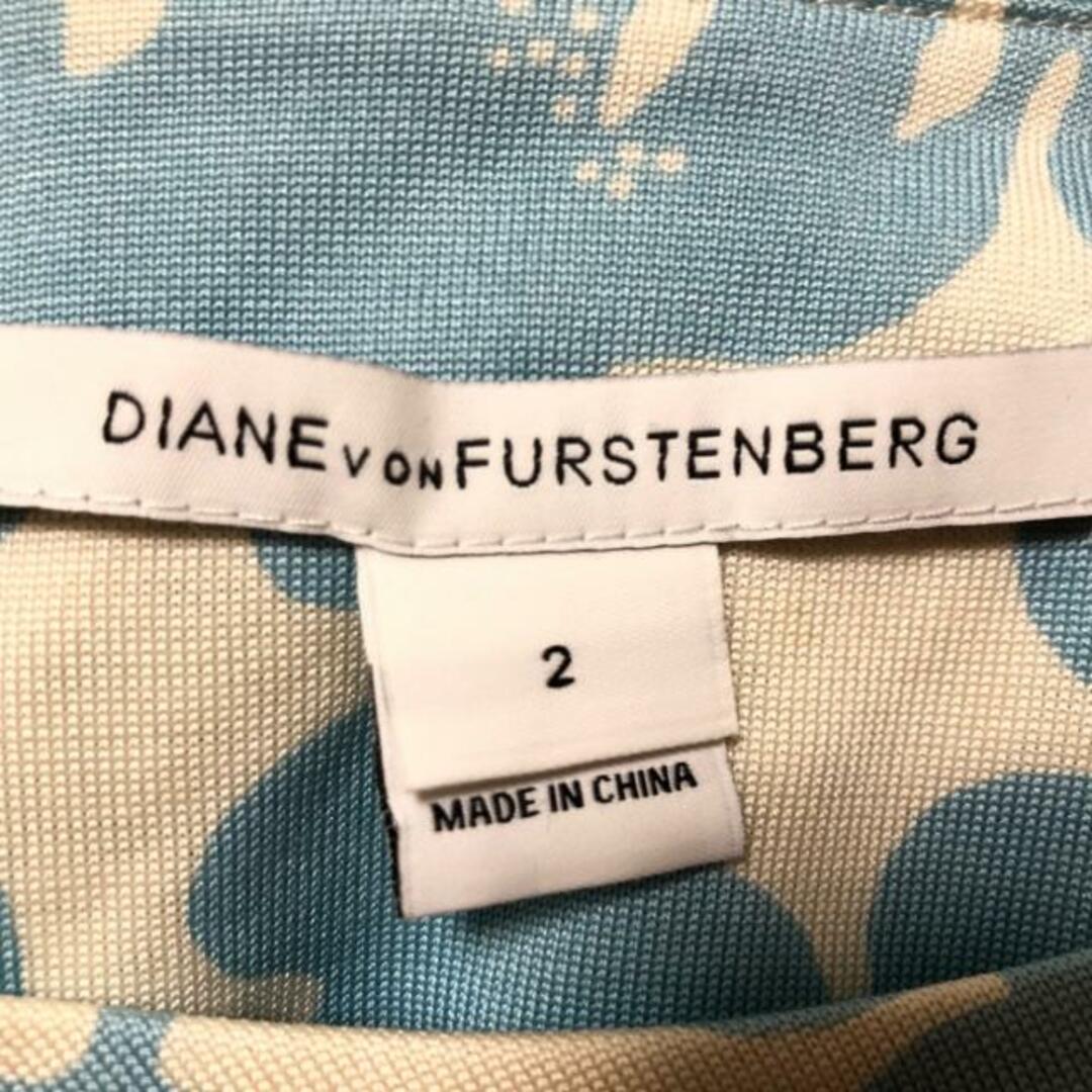 DIANE von FURSTENBERG(ダイアンフォンファステンバーグ)のDIANE VON FURSTENBERG(DVF)(ダイアン・フォン・ファステンバーグ) ワンピース サイズ2 S レディース - ライトブルー×アイボリー ノースリーブ/ひざ丈 レディースのワンピース(その他)の商品写真