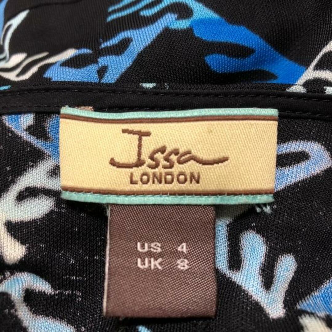 Issa London(イッサロンドン)のISSA(イッサロンドン) ワンピース サイズUS4 S レディース - 黒×ライトブルー×ブルー 半袖/ひざ丈 レディースのワンピース(その他)の商品写真