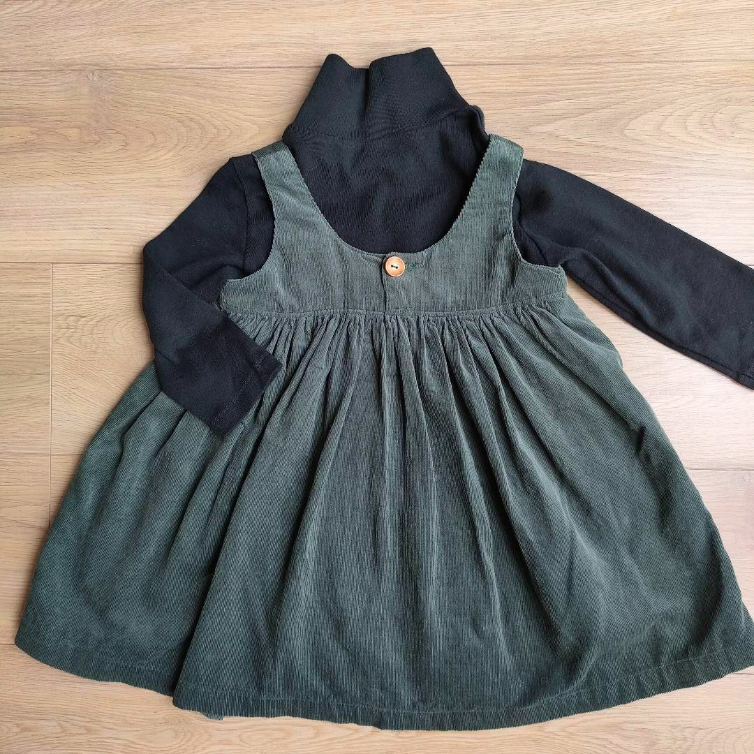 80　ハンドメイド　フレンチコーデュロイ　チュニックワンピース キッズ/ベビー/マタニティのベビー服(~85cm)(ワンピース)の商品写真