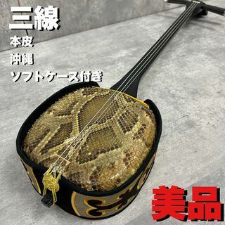 三線　蛇皮　本皮　沖縄　琉球楽器　弦楽器　伝統楽器　ケース　一枚張り　三味線