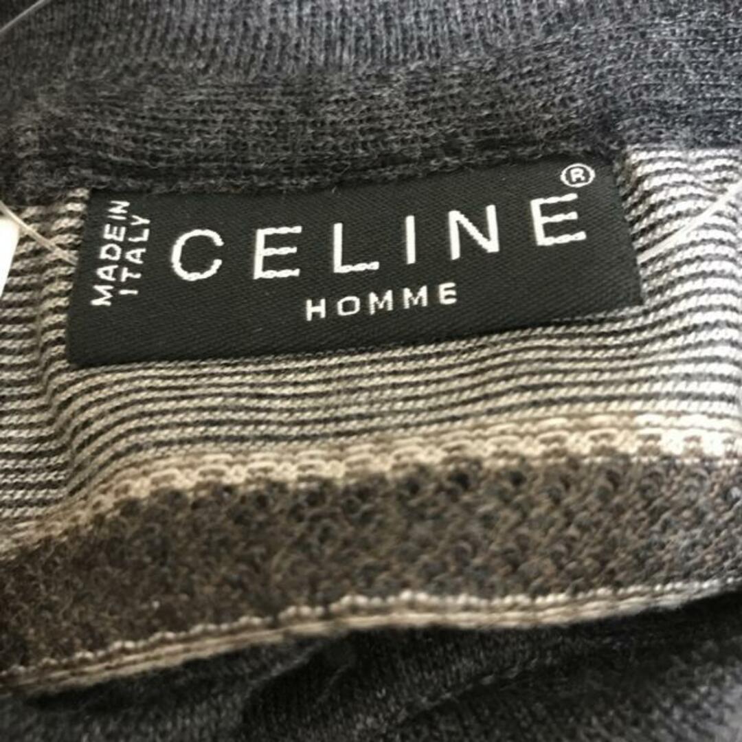 celine(セリーヌ)のCELINE(セリーヌ) 長袖ポロシャツ サイズM メンズ - ダークブラウン×アイボリー×ダークグレー ボーダー メンズのトップス(ポロシャツ)の商品写真